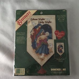 Silent Night Counted Cross Stitch Banner